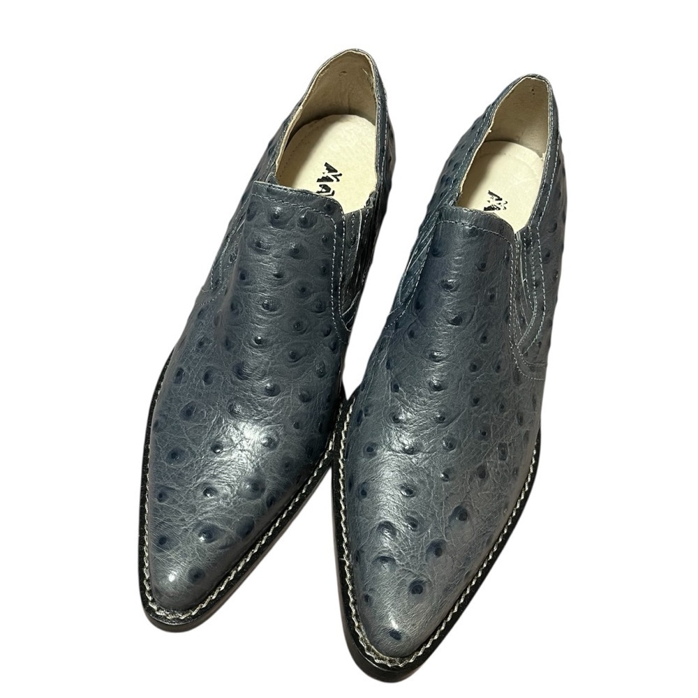 Ostrich Genuine Leather Womens Bootie Size 6.5 Exotic Luxury Navy Western